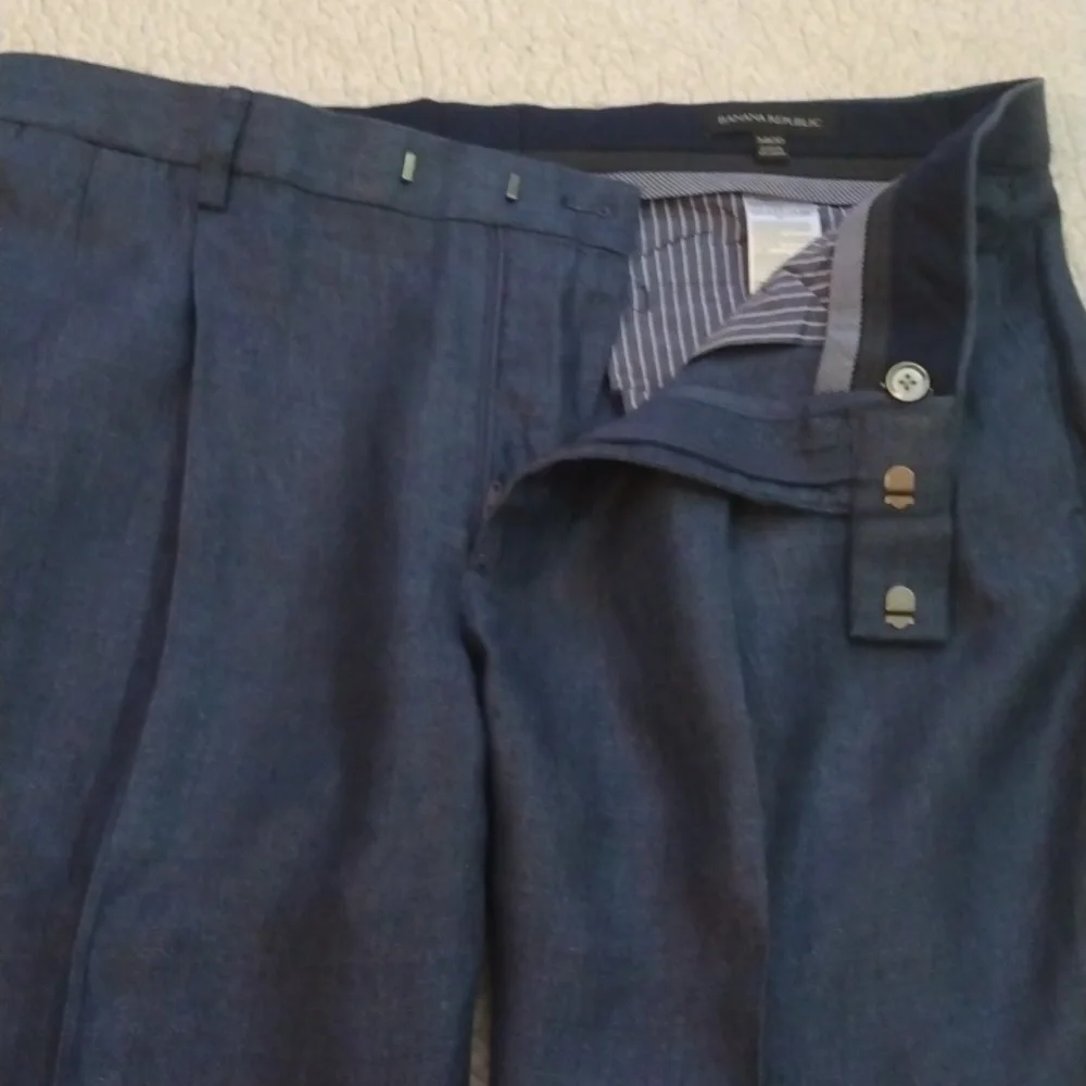 Banana Republic Slim/Modern Fit Blue Linen Summer Pants 34 - 30